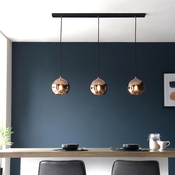 ENDON UPSHIRE BOLI 3LT LINEAR PENDANT COPPER LIGHT 102929 - Image 3