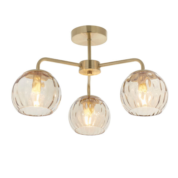 ENDON UPSHIRE DIMPLE 3LT SEMI FLUSH LIGHT S/B C/G 91968