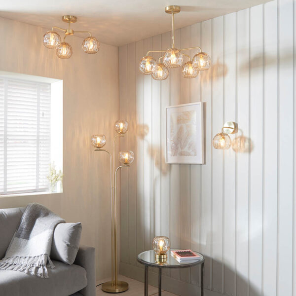 ENDON UPSHIRE DIMPLE 3LT SEMI FLUSH LIGHT S/B C/G 91968 - Image 4