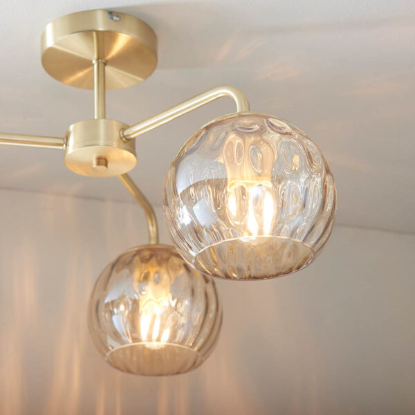 ENDON UPSHIRE DIMPLE 3LT SEMI FLUSH LIGHT S/B C/G 91968 - Image 2