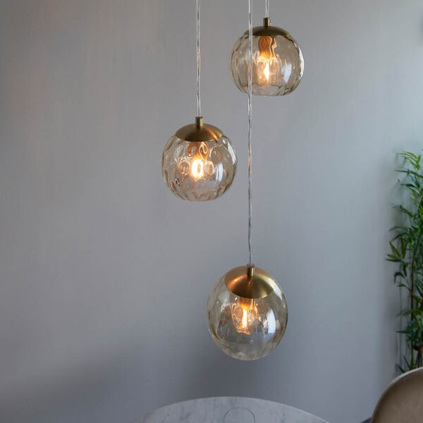 ENDON UPSHRE DIMPLE 3LT PENDANT LIGHT S/B C/G 91971 - Image 2