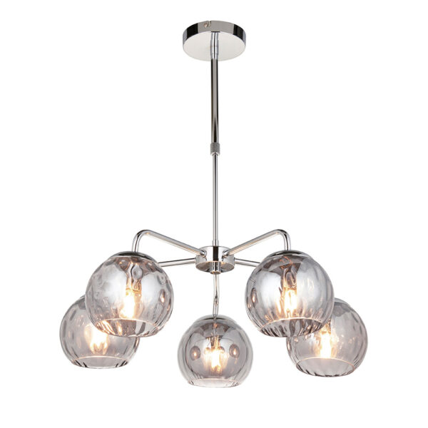 ENDON UPSHIRE DIMPLE 5LT PENDANT LIGHT C/P S/G 97972