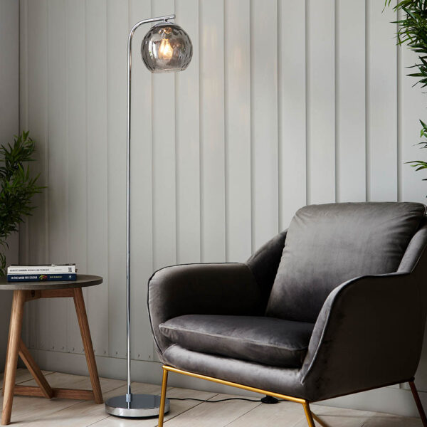 ENDON UPSHIRE DIMPLE FLOOR LIGHT C/P S/G 97978 - Image 2