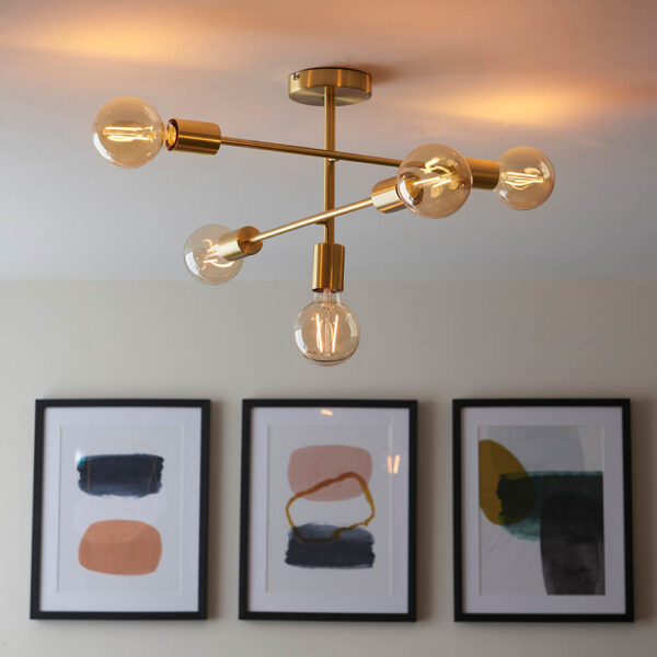 ENDON UPSHIRE STUDIO 5LT SEMI FLUSH LIGHT S/B 98786 - Image 2