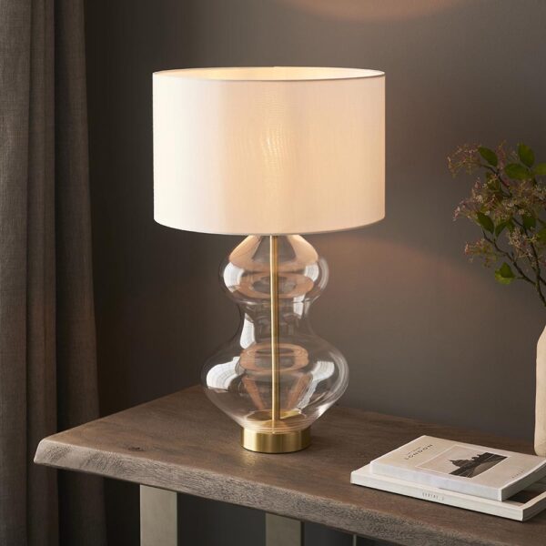 ENDON KELDA SHAPED TOUCH TABLE LIGHT S/B C/G 99110