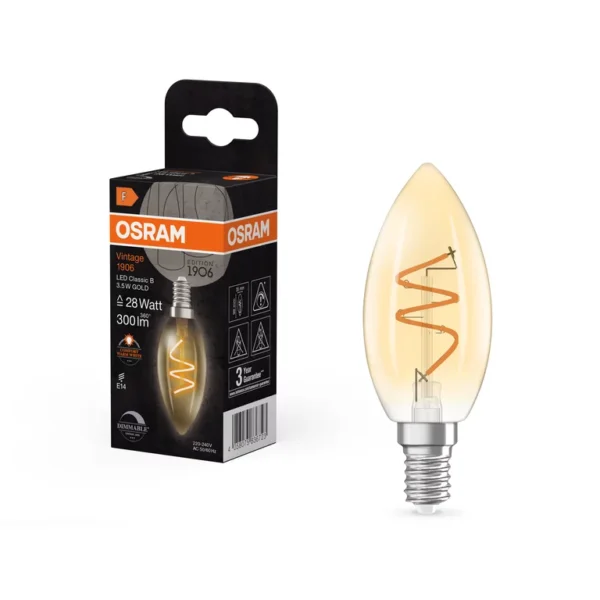 Vintage 1906 Classic B 28 Spiral Filament DIM 3.5W 922 Gold E14 U613 - Image 3