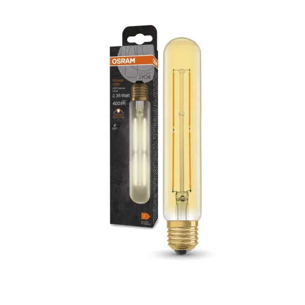 Vintage 1906 Tubular 35 Filament 4W 820 Gold E27 U618 - Image 3