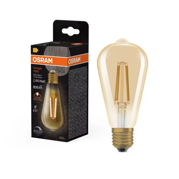 Vintage 1906 Edison 60 Filament DIM 7.2W 824 Gold E27 U601 - Image 3