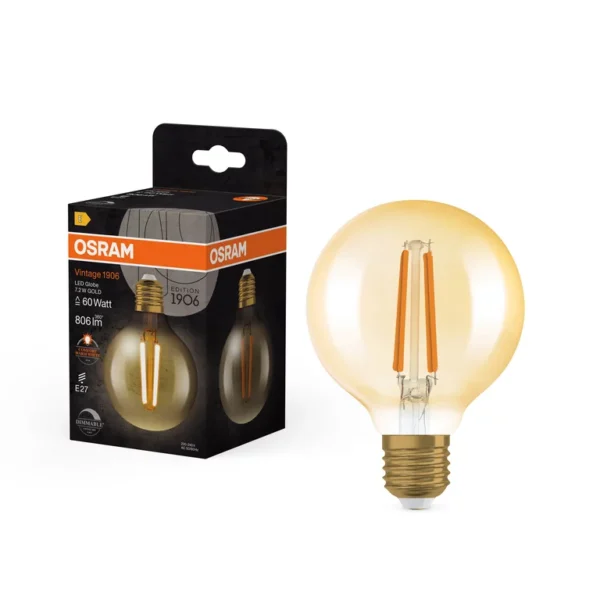 Vintage 1906 Globe 80 60 Filament DIM 7.2W 824 Gold E27 U606 - Image 3