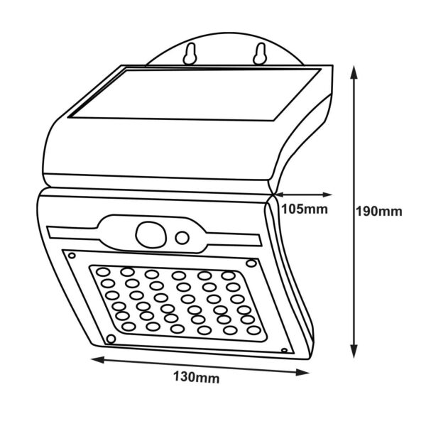 Upshire LED Sensor Solar Folding Wall Light (Black), 2.5w, IP44, (4000K) U111207 - Image 4