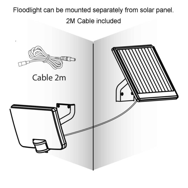 Upshire LED PIR Sensor Solar Floodlight (Black), 8w, IP54, (4000K) U111213 - Image 4