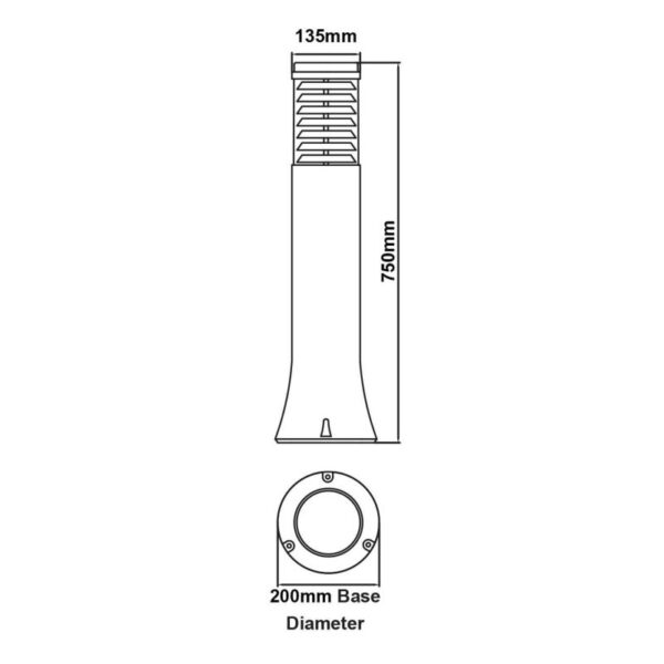 Upshire 75cm Polycarbonate Bollard, Outdoor Light E27, 60w, IP65 U11237 - Image 2